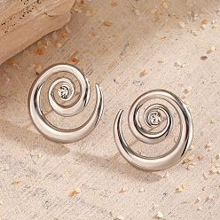 Нержавеющая Сталь Цвет 304 серьги-гвоздики в форме спирали из нержавеющей стали со стразами, цвет нержавеющей стали, 28x27.5 мм