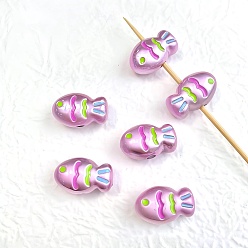 Серо-розавый Непрозрачные акриловые бусины, рыба, увядшая роза, 22x13 мм, отверстие : 3.3 мм