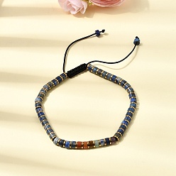 Ляпис-Лазурь Регулируемые браслеты из натурального лазурита и немагнитного гематита, подходящие как для мужчин, так и для женщин., внутренний диаметр: 2.09~3.19 дюйм (5.3~8.1 см)