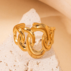 Золотой 201 манжетные кольца из нержавеющей стали с овальными звеньями, золотые, внутренний диаметр: 18 мм
