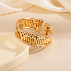 Золотой Многослойные железные браслеты-манжеты в виде змеиной цепочки для женщин, золотые, внутренний диаметр: 2.20 дюйм (5.6 см), широк: 21 мм