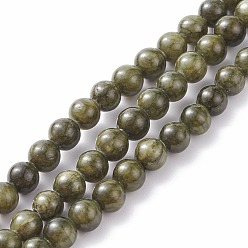 Dark Olive Green Natural Green Jade Dyed Round Beads Strands, Dark Olive Green, 6mm, Hole: 0.7mm, 64pcs/strand, 15.5 inch