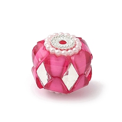 Темно-Розовый Прозрачные акриловые бусины, круглые, абс пластик перламутровый и стекло и сплав, для ручек с бусинами, брелки, ювелирные изделия и ремесла, темно-розовыми, 20x19x18.5 мм, отверстие : 2.4 мм