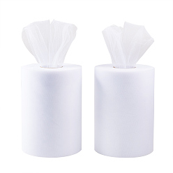 Белый Деко сетчатые ленты, тюль ткань, Тюль-рулонная ткань для юбки, белые, 6 дюйм (15 см), о 100yards / рулон (91.44 м / рулон)