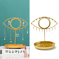 Eye Подставка для железных ювелирных изделий с подносом, ювелирное дерево для колец, Серьги, Браслеты, хранение очков, золотые, глаз, 21.7x11.3x27.7 см