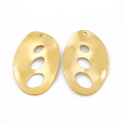 Real 18K Gold Plated Ion Plating(IP) 304 Stainless Steel Pendants, Oval Charm, Real 18K Gold Plated, 34x22x1mm, Hole: 1.5mm