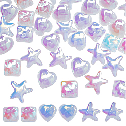 Средний Аквамарин 48шт 3 стиль полупрозрачные гальванизированные стеклянные кабошоны, разнообразные, средний аквамарин, 13~17.5x13~18x4.5~6 мм, 16 шт / стиль