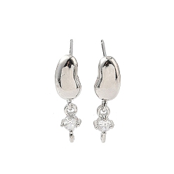 Платина Изделия из латуни, с микро проложить кубического циркония, без кадмия и без свинца, стойки покрытие, долговечный, платина, 19x6 мм