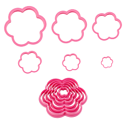 Hot Pink Bakeware Molds Set, Bakeware Tools, Flower, Hot Pink, 3.75~13.5x3.5~12.2x1.4cm, 6pcs/set