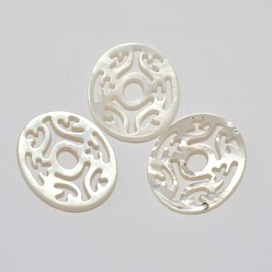 Blanc Nacre naturelle pendentifs coquille, ovale, blanc, 28x23x2mm, Trou: 5mm