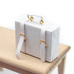 Белый Мини-деревянный кожаный чемодан, аксессуары для кукольного домика с микро-ландшафтом, притворяясь опорными украшениями, белые, 45x40x20 мм