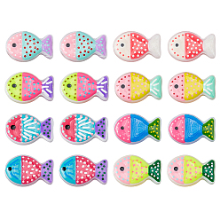 Mixed Color 16Pcs 8 Colors Painted Glass Beads, Fish, with Enamel, Mixed Color, 20x13x5.5mm, Hole: 1.4mm, 2pcs/color