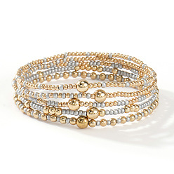 Серебро Набор золотых браслетов дружбы с бусинами, ручная работа, украшения для ношения в несколько рядов для женщин.