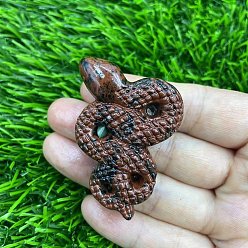 Красный Обсидиан Натуральный обсидиан из красного дерева, резная статуя змеи, украшение для дома, Статуэтки по фен-шуй для украшения домашнего офиса, 50 мм