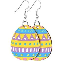 Средняя Орхидея Акриловые серьги-подвески с пасхальным принтом, яйцо с узором, платина, средне орхидеи, 50 мм