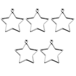 Звезда Не тускнеющие 10шт. подвески из нержавеющей стали, открытая задняя панель, цвет нержавеющей стали, звезда, 35x31 мм