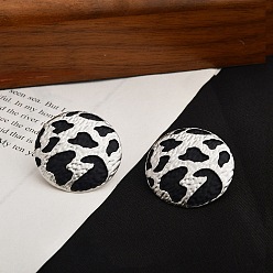 Плоский Круглый Леопардовый принт латунные эмалевые серьги-гвоздики для женщин, матовый стиль, реальный 22 k позолоченный, плоско-круглые, 24.5 мм