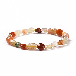 Rutilated Quartz Natural Rutilated Quartz Bead Stretch Bracelets, Tumbled Stone, Nuggets, Inner Diameter: 2~2-1/4 inch(5.2~5.6cm)