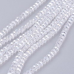 Clear AB Electroplate Glass Beads Strands, AB Color Plated, Faceted Rondelle, Clear AB, 3x2mm, Hole: 0.5mm, about 165~170pcs/strand, 16.7 inch