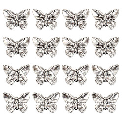 Античное Серебро 40 бусины из сплава в тибетском стиле, бабочка, античное серебро, 14x18x5 мм, отверстие : 1.5 мм