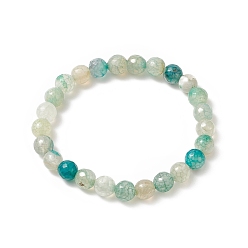 Натуральный Агат Окрашенный натуральный огненный кракле агат круглый эластичный браслет из бисера для женщин, внутренний диаметр: 2-1/4 дюйм (5.6 см)