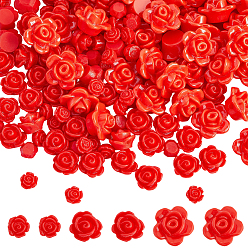 Красный 150 шт 3 стили полимерные бусины, цветок, красные, 6~14x4~8 мм, отверстие : 1~2 мм, 50 шт / стиль