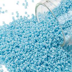 (403) Opaque AB Blue Turquoise TOHO Round Seed Beads, Japanese Seed Beads, (403) Opaque AB Blue Turquoise, 15/0, 1.5mm, Hole: 0.7mm, about 135000pcs/pound