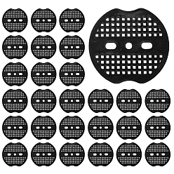 Черный Пластиковые скобы прокладки, садовые инструменты, плоско-круглые, чёрные, 67x63x2 мм, Отверстие : 5.5 мм & 9x5 мм