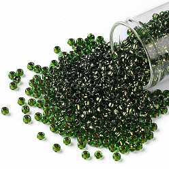 (742) Copper Lined Peridot TOHO Round Seed Beads, Japanese Seed Beads, (742) Copper Lined Peridot, 8/0, 3mm, Hole: 1mm, about 10000pcs/pound