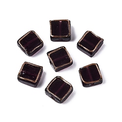 Индиго Бусины ручной работы бусины золотого песка, квадратные бусины с золотой отделкой, индиговые, 11.5~13.5x12~13.5x6~7.5 мм, отверстие : 0.7~1.4 мм