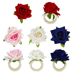 (52) Непрозрачная лаванда 8 шт. 4 цветные кольца для салфеток из пеньковой веревки и полиэстера с изображением розы, держатель для салфеток, ресторанные повседневные аксессуары, разноцветные, 63.5x67.5x70.5 мм, 2 шт / цвет