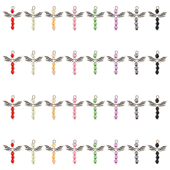 (52) Непрозрачная лаванда 4 наборы угловых акриловых подвесок, с обнаружением сплава тибетского стиля, разноцветные, 25x20x4 мм, отверстие : 2 мм, 8 шт / комплект, 32 шт / коробка