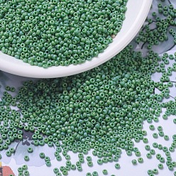 (RR411FR) Матовый Непрозрачный Зеленый AB Миюки круглые бусины рокайль, японский бисер, 11/0, (rr 411 fr) матовый непрозрачный зеленый аб, 2x1.3 мм, Отверстие : 0.8 мм , около 5500 шт / 50 г