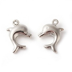 Платина Латунные подвески, стойки покрытие, дельфин, платина, 16x10.5x3.5 мм, отверстие : 1 мм
