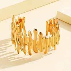 Золотой 304 женские браслеты-манжеты из нержавеющей стали, забор, золотые, 1-1/2 дюйм (3.9 см), внутренний диаметр: 2-1/2 дюйм (6.2 см)