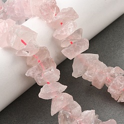 Розовый Кварц Природного розового кварца нитей бисера, необработанный грубый камень, самородки, 7~25x8~24.5x5~16 мм, отверстие : 0.9~1 мм, около 14~28 шт / нитка, 7.48''~8.43'' (19~21.4 см)