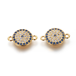 Золотой Латунные микро проложить кубических ссылки циркония, без свинца и без кадмия, плоские круглые / глаз, золотые, 9x13.5x2.4 мм, отверстие : 1 мм