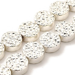 с Покрытием Серебра Гальванические нити из синтетических немагнитных гематитовых бусин, плоско-круглые, со серебряным покрытием, 8x3.5 мм, отверстие : 0.8 мм, около 48 шт / нитка, 15.75 дюйм (40 см)