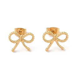 Golden 304 Stainless Steel Stud Earrings, for Women, Ion Plating(IP), Bowknot, Golden, 11x13mm
