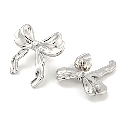 Нержавеющая Сталь Цвет Не тускнеющие 304 серьги-гвоздики из нержавеющей стали для женщин, бантом, цвет нержавеющей стали, 24x22 мм
