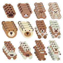 (52) Непрозрачная лаванда 48 шт. 12 стили полиэстер вышивка нить приклеивание/пришивание заплаток, аппликации из ткани, медведь, разноцветные, 43~66x45~59x1.5~2 мм, 4 шт / стиль