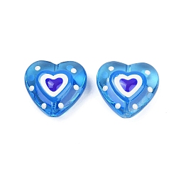 Королевский синий Бусы лэмпворк ручной работы, сердце, королевский синий, 19.5x20.5x9 мм, отверстие : 1.2 мм