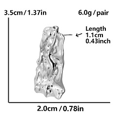 Платина 304 серьги-гвоздики из нержавеющей стали с уникальной текстурой, женские украшения, платина, 35x20 мм