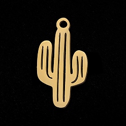 Золотой 201 подвески из нержавеющей стали, лазерная резка, кактус, золотые, 19x10x1 мм, отверстие : 1.5 мм