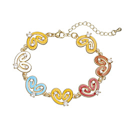 Разноцветный Браслеты-цепочки из латуни с микропаве, прозрачные звенья из кубического циркония, эмалевое украшение в форме сердца для женщин, золотые, красочный, 6.30 дюйм (16 см)