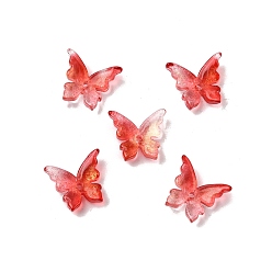 Оранжево-Красный Стеклянные бусины, бабочка, два тона, оранжево-красный, 12x13.5x3.5 мм, отверстие : 1.2 мм