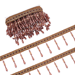 Terre De Sienne 6 perle en plastique et ruban en polyester, pour accessoires de vêtement, décoration cadeau, avec 1bobines de fil pc cartes blanches, Sienna, 3-5/8x3/8 pouces (92x10 mm)