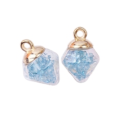 Васильковый 20шт. прозрачные стеклянные шарообразные подвески, алмаз, васильковый, 23x15 мм