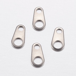 Stainless Steel Color Tarnish Resistant 201 Stainless Steel Chain Tabs, Chain Extender Connectors, Oval, Stainless Steel Color, 6x3x0.4mm, Hole: 1mm and 2mm