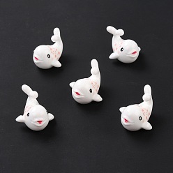 Белый Кабошоны из смолы, серия морских животных, кит форма, белые, 25x22.5x17.5 мм